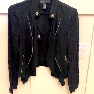 Black jacket with lace sleeves